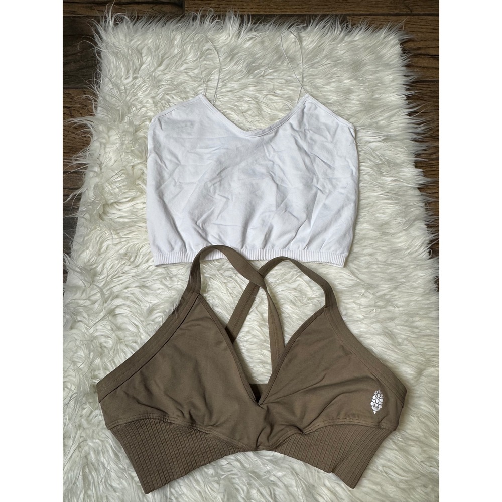 Free People White and Brown Sports Bras
